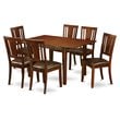 East West Furniture Picasso 7-piece Dining Set with Leather Chairs in Mahogany