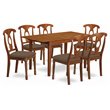 East West Furniture Picasso 7-piece Dining Set with Cushion Seat in Saddle Brown