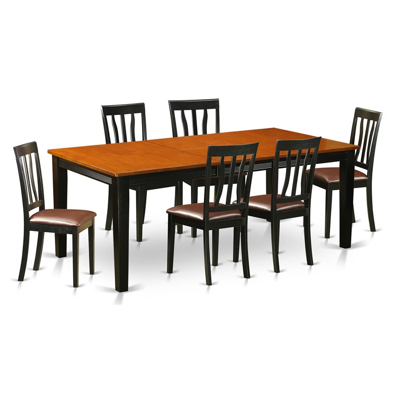 East West Furniture Quincy 7-piece Wood Dining Table Set in Black/Cherry