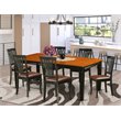 East West Furniture Quincy 7-piece Wood Dining Room Table Set in Black/Cherry