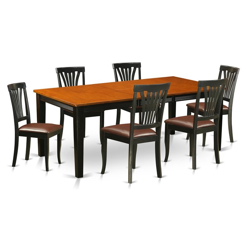 East West Furniture Quincy 7-piece Wood Dining Room Table Set in Black/Cherry