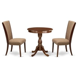 East West Furniture Eden 3-piece Wood Kitchen Table and Chair Set in Mahogany