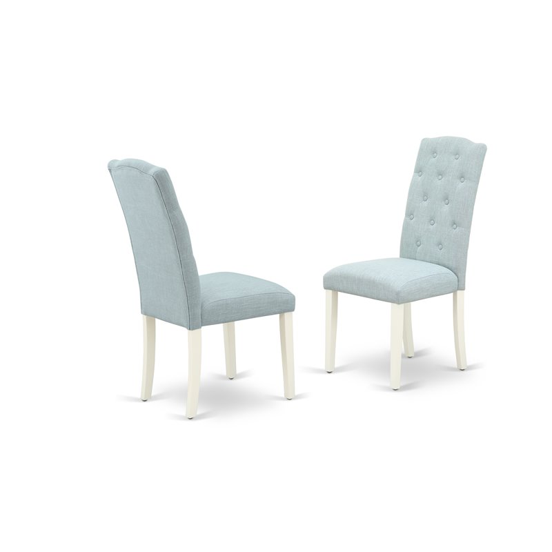 East West Furniture Hartland 3-piece Wood Dining Set in Linen White/Baby Blue
