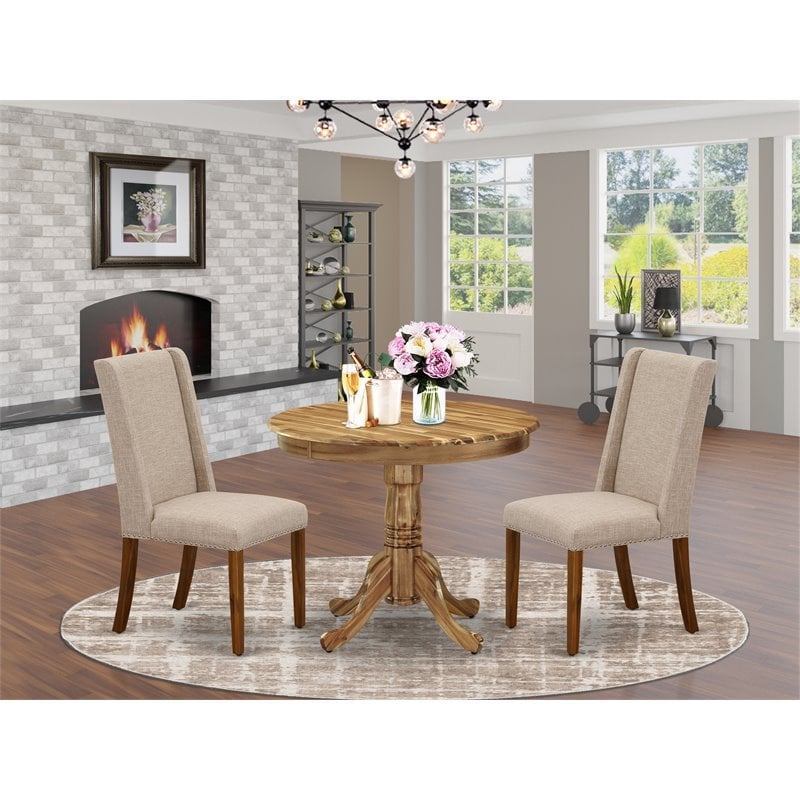 East West Furniture Antique 3-piece Wood Dining Room Set in Natural
