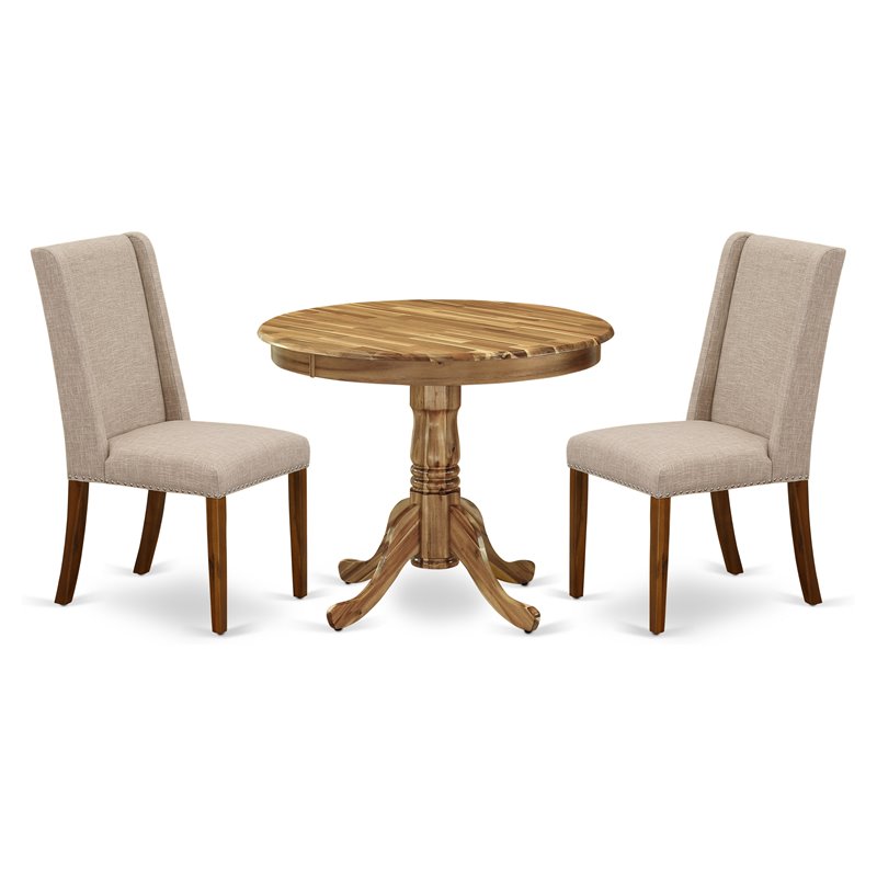 East West Furniture Antique 3-piece Wood Dining Room Set in Natural