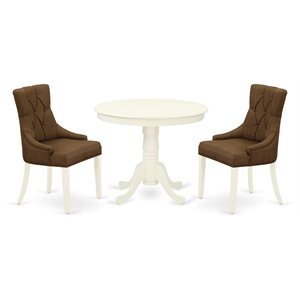 East West Furniture Antique 3-piece Wood Dinette Set in Linen White