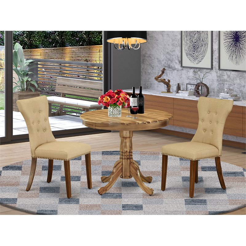 East West Furniture Antique 3-piece Wood Dining Table Set in Natural