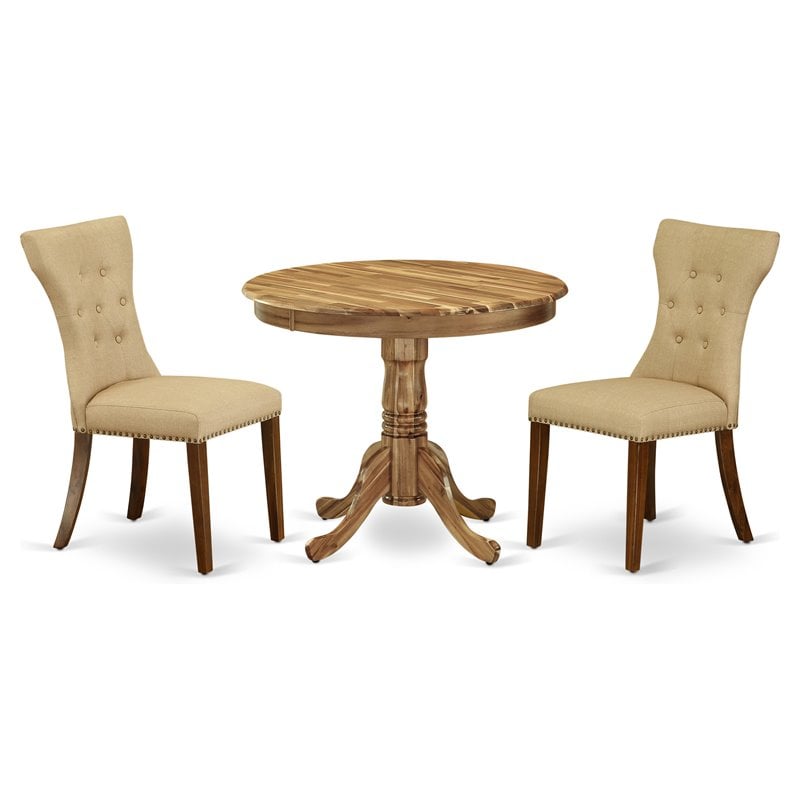 East West Furniture Antique 3-piece Wood Dining Table Set in Natural