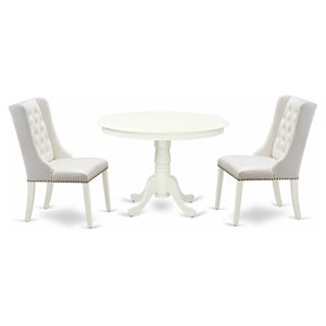 East West Furniture Hartland 3-Piece Wood Dining Set in Linen White