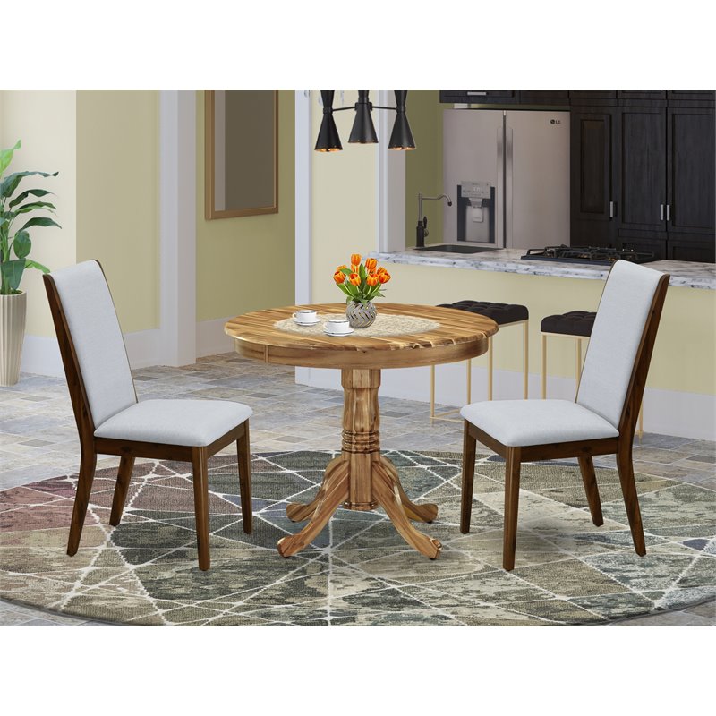 East West Furniture Antique 3-piece Wood Dining Table and Chair Set in Natural