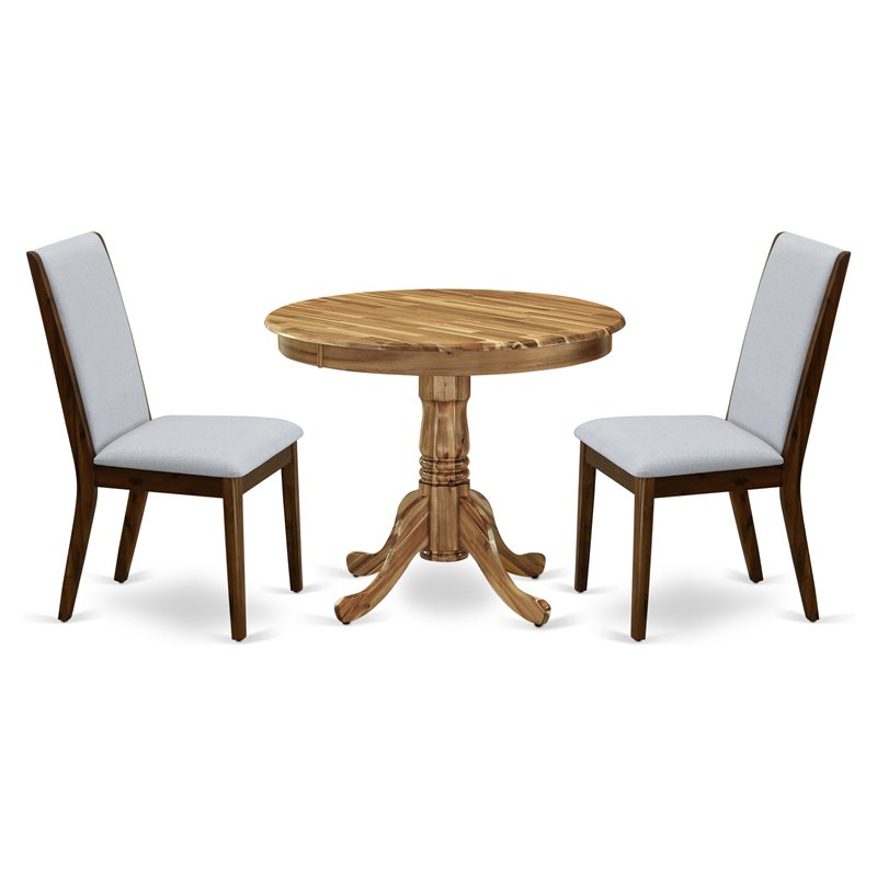 East West Furniture Antique 3-piece Wood Dining Table and Chair Set in Natural