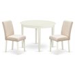 East West Furniture Boston 3-piece Wood Dining Set in Linen White/Light Beige