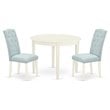 East West Furniture Boston 3-piece Wood Dining Set in Linen White/Baby Blue