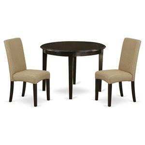 East West Furniture Boston 3-piece Wood Dining Table Set in Cappuccino