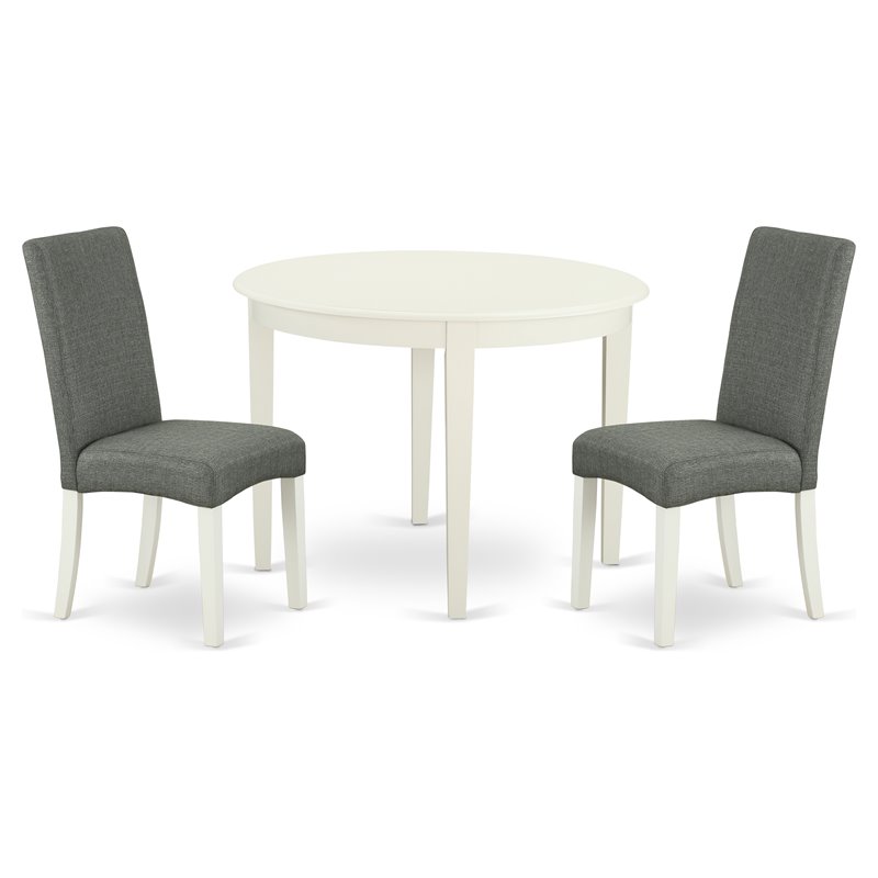 East West Furniture Boston 3-piece Wood Dining Set in Linen White/Gray