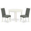 East West Furniture Boston 3-piece Wood Dining Set in Linen White/Gray