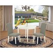 East West Furniture Boston 3-piece Wood Dining Set in Linen White/Dark Shitake