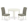 East West Furniture Boston 3-piece Wood Dining Set in Linen White/Dark Shitake