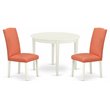 East West Furniture Boston 3-piece Wood Dining Set in Linen White/Pink Flamingo