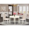 East West Furniture Boston 3-piece Wood Dining Set in Linen White