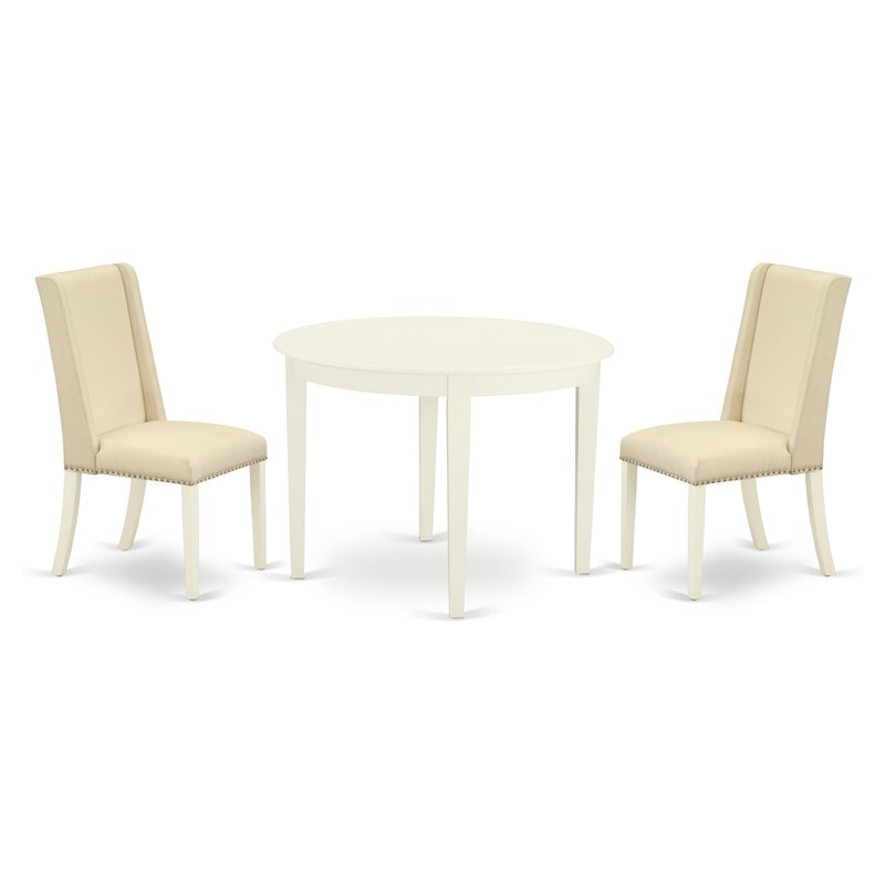 East West Furniture Boston 3-piece Wood Dining Set in Linen White
