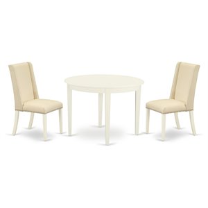 East West Furniture Boston 3-piece Wood Dining Set in Linen White