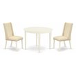 East West Furniture Boston 3-piece Wood Dining Set in Linen White
