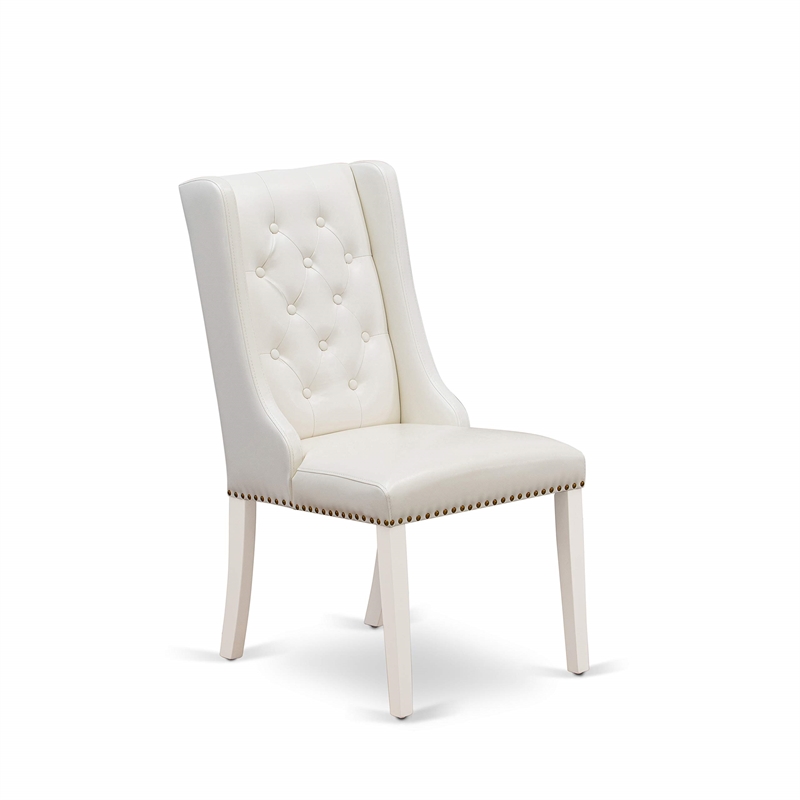 East West Furniture Boston 3-Piece Dining Set in Linen White