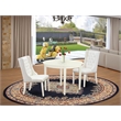 East West Furniture Boston 3-Piece Dining Set in Linen White