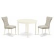 East West Furniture Boston 3-piece Wood Dinette Table Set in Linen White