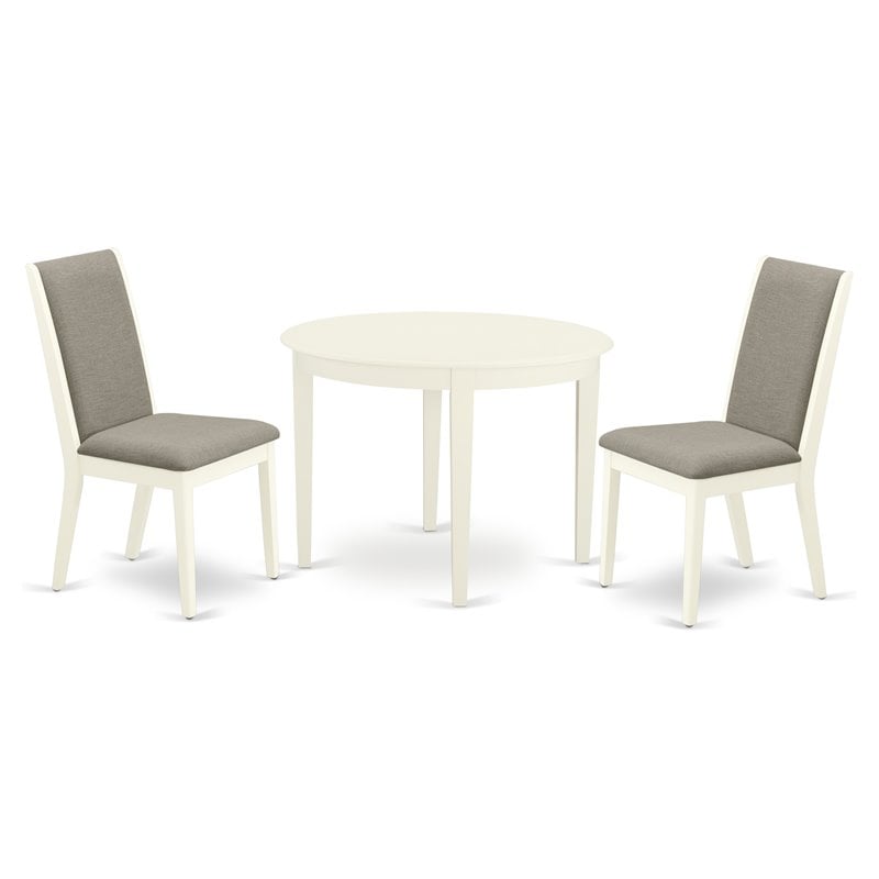East West Furniture Boston 3-piece Wood Dining Room Set in Linen White