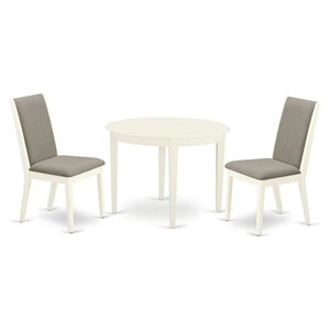 East West Furniture Boston 3-piece Wood Dining Room Set in Linen White