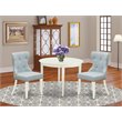 East West Furniture Boston 3-piece Wood Dining Table Set in Linen White