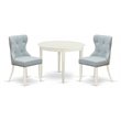 East West Furniture Boston 3-piece Wood Dining Table Set in Linen White