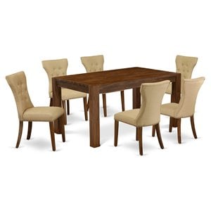 East West Furniture Celina 7-piece Wood Dining Set in Natural