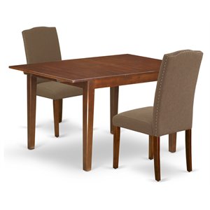 East West Furniture Milan 3-piece Wood Dining Set in Mahogany/Dark Coffee