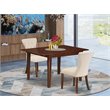 East West Furniture Milan 3-piece Wood Dining Set in Mahogany/Light Beige