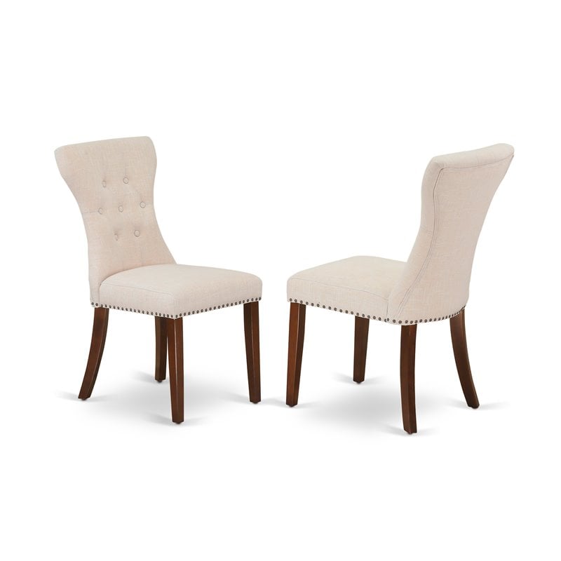 East West Furniture Milan 3-piece Wood Dining Set in Mahogany/Light Beige