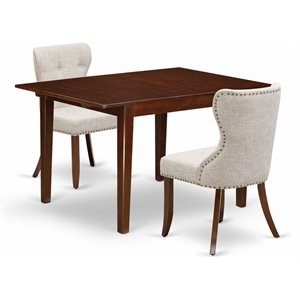 East West Furniture Milan 3-piece Wood Dining Table Set in Mahogany