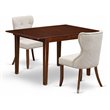 East West Furniture Milan 3-piece Wood Dining Table Set in Mahogany