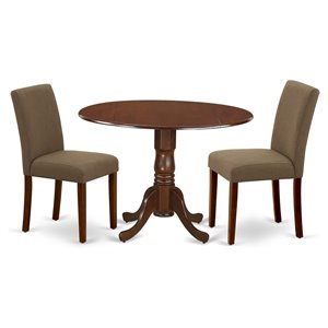 east west furniture dublin 3-piece wood dining set in mahogany/coffee