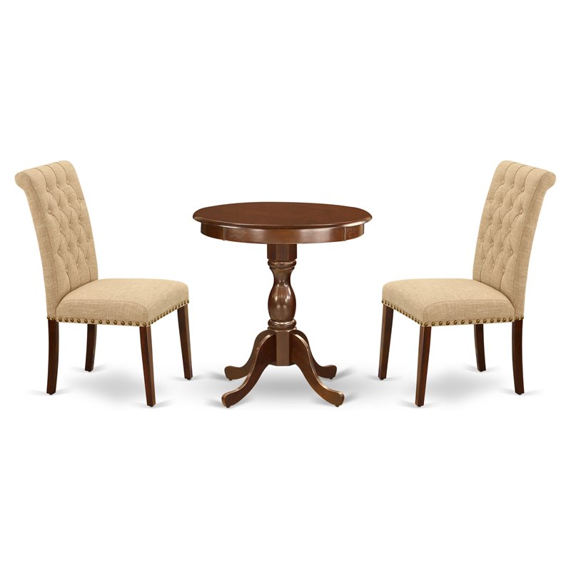 East West Furniture Eden 3-piece Wood Dining Table Set in Mahogany
