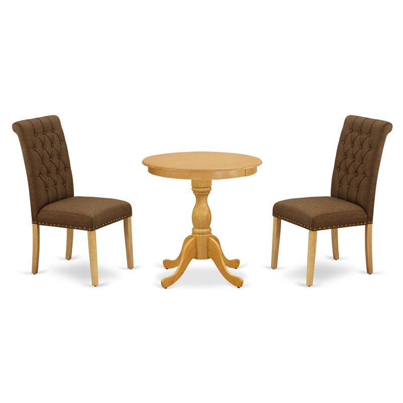 East West Furniture Eden 3-piece Traditional Wood Dining Room Set in Oak