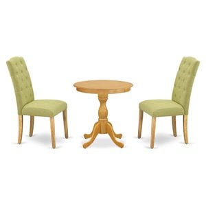 East West Furniture Eden 3-piece Traditional Wood Dining Room Table Set in Oak