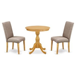 East West Furniture Eden 3-piece Traditional Wood Kitchen Table Set in Oak