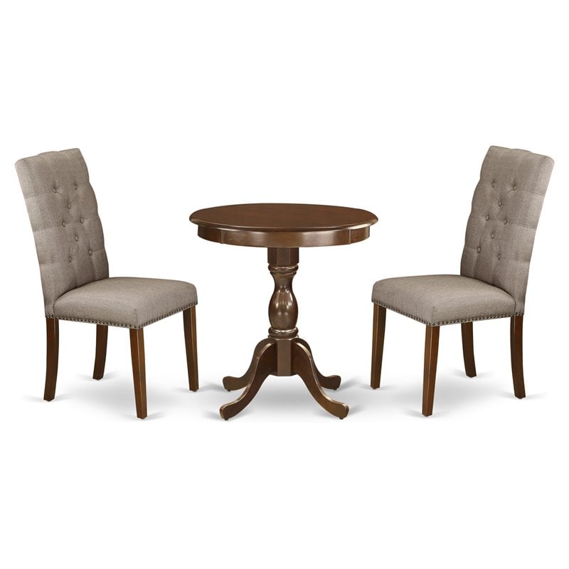 East West Furniture Eden 3-piece Wood Dining Table and Chair Set in Mahogany