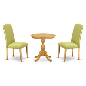 East West Furniture Eden 3-piece Wood Dining Table and Chair Set in Oak
