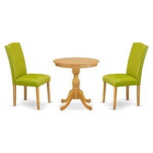 East West Furniture Eden 3-piece Traditional Wood Dining Table and Chairs in Oak