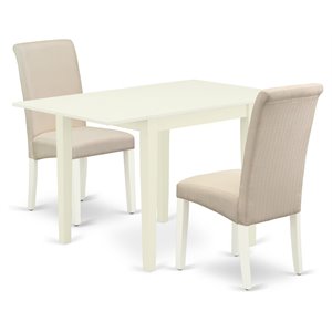 East West Furniture Norden 3-piece Wood Dining Set in Linen White/Cream