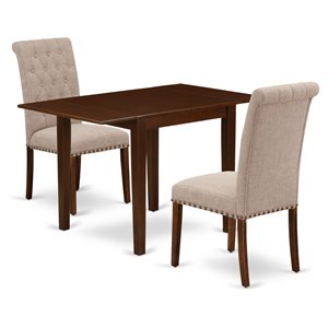 East West Furniture Norden 3-piece Wood Dining Set in Mahogany/Light Fawn